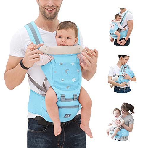 HALOVIE Portabebés Ergonómica Mochila Portabebe con Asiento de Cadera Transpirable Ajustable Multiposición Reposacabezas Extraíble Cómodo para Niños Pequeños Recién Nacidos 3 a 36 Mes(3.5 a 20 kg)