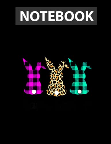 Happy Easter Buffalo Plaid Leopard Print Easter Bunnies Notebook / 130 pages / US Letter Size