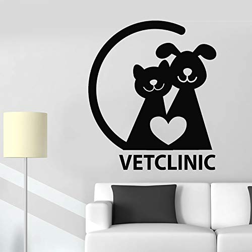 HGFDHG Clínica Veterinaria Etiqueta de la Pared Letrero Logo Veterinaria Gatos y Perros Tienda de Mascotas Amor Animales decoración de Interiores Puertas y Ventanas Pegatinas de Vinilo