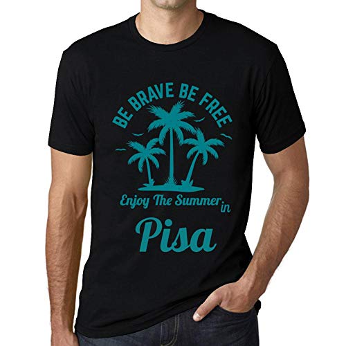 Hombre Camiseta Gráfico T-Shirt Be Brave & Free Enjoy The Summer Pisa Negro