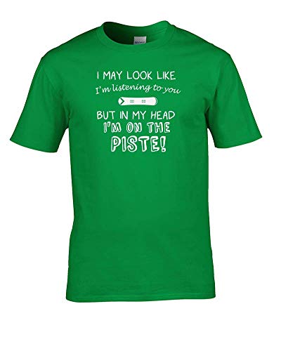 Ice-Tees- I May Look Like I'm Listening but in My Head I'm Snowboard - Camiseta para hombre Verde verde lima M