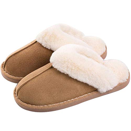 Invierno cálido Antideslizante Piso Zapatillas de casa Interior Mujeres Hombres Zapatos de Dormitorio Zapatillas (Color : Brown, Size : 46EU)