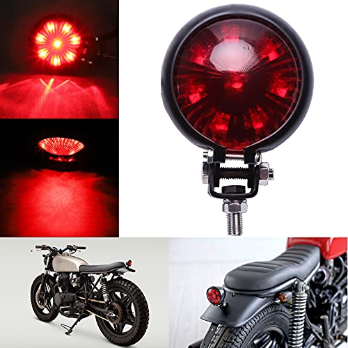 JMTBNO Piloto LED Trasero para Moto con Luz LED de Freno y de Posición - Perfecto para Cafe racer, Bobber, Chopper (Lente roja)