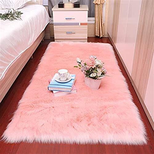 JSONA Súper Suave y esponjosa Piel de Oveja sintética, rectángulo Suave y esponjosa Piel de Oveja sintética Área de Piel Alfombra Dormitorio Piso Junto a la Cama (Color: O, Tamaño: 60x90cm)