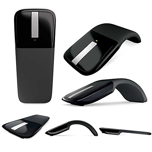 KJLM Nuevo ratón Plegable Mouse óptico inalámbrico Touch Touch de 2.4Ghz con Receptor USB para portátil/portátil (Negro)