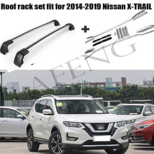 LAFENG Juego de barras de techo para Nissan Rogue X-trail 2014-2019, 4 piezas portaequipajes y juegos de barras transversales.