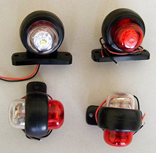 Luz LED de posición lateral y trasera para camión, bus, caravana, o furgoneta, 4 unidades, 24 V, color blanco y rojo Luz LED de posición lateral y trasera para camión, bus, caravana, o furgoneta, 4 unidades, 24 V, color blanco y rojo