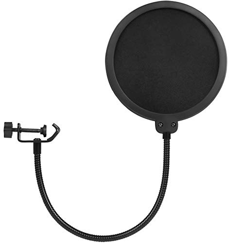 Microphone Pop Filter/amortiguador de aire para micrófono de estudio/soporte giratorio de 360º y brazo flexible/Metal/negro