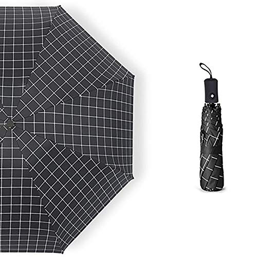 MUHWA Sombrilla solar protección UV paraguas automático para viaje a prueba de viento paraguas impermeable plegable (negro)