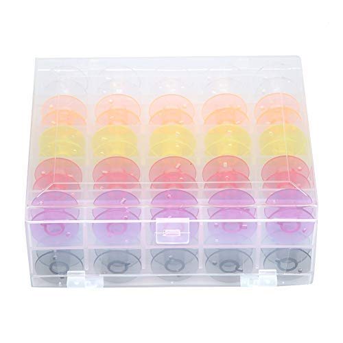 NIHY Bobina de Color, 50 Piezas de plástico de Dos Pisos en Caja de plástico Transparente de Color bobinas de máquina de Coser Herramienta de Carrete NIHY Bobina de Color, 50 Piezas de plástico de Dos Pisos en Caja de plástico Transparente de Color bobinas de máquina de Coser Herramienta de Carrete