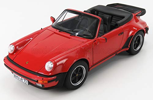Norev Model Compatible con Porsche 911 Turbo CABRIOLET 1987 Red 1:18 DIECAST NV187664