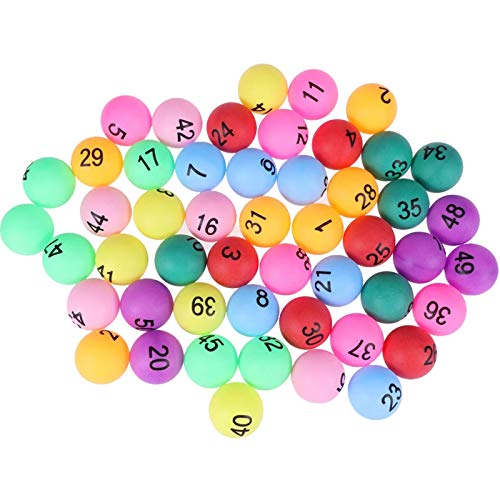 Pelotas de Ping Pong Colores Bolas de Lotería con Número 1-50 Bolas de Ping Pong Pelotas de Tenis de Mesa Bingo Accesorios del Juguete de Lotería para Niños y Adultos al Aire Libre, Juegos de Interior