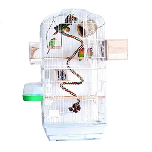 PIAOLING Jaula de pájaros Plegable de Metal Parrot Villa Bird Cage Zorzal Starling Parrot Cage Edificio de Tres Pisos de Aves mejoradas Versión Mejorada 46 * 36 * 93 Durable