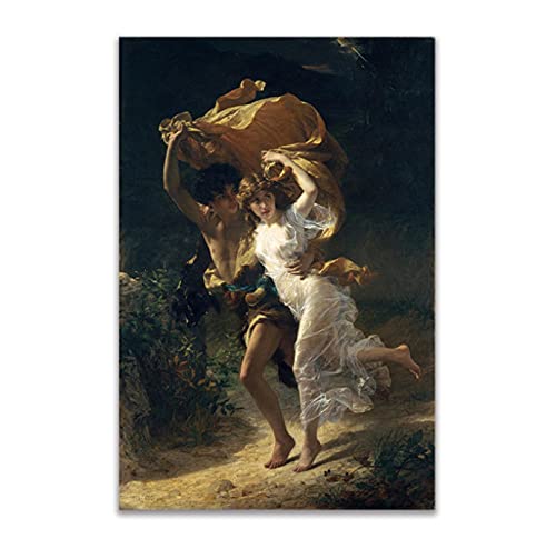 Pintura al óleo Famosa Arte de la Pared Pierre Auguste Cot The Storm Imagen Impresa en Lienzo 60x100cm Sin Marco