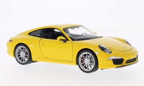 Porsche 911 Carrera S (991), amarillo , Modelo de Auto, modello completo, Welly 1:24