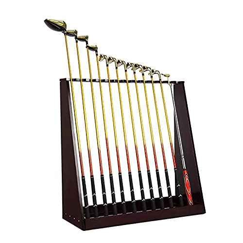 PTY Rack de exhibición del Piso del Club de Golf, Soporte de Putter de Golf de Madera de 13 Agujeros, marrón, para el Almacenamiento de Equipos de organizadores de Garaje