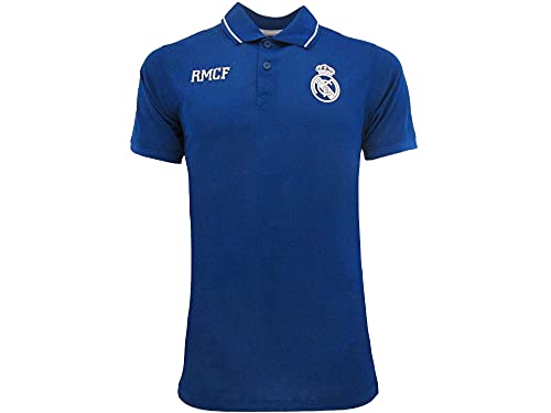 Real Madrid Polo oficial modelo RM1POT4. Polo de entrenamiento en color azul con detalles de color blanco. Producto con licencia original. Unisex. Tallas de adulto. turquesa M