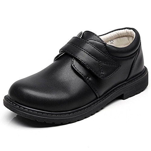 rismart Niños Chicos Hook & Loop Formal Príncipe Toe Oxfords Zapatos De Cordones 80015C(Negro,EU36)