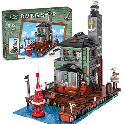 SESAY Juego de construcción de bloques de construcción para casa, cabina de boya antigua, modelo de arquitectura modular, 2361 piezas, compatible con tienda de pesca Lego 21310