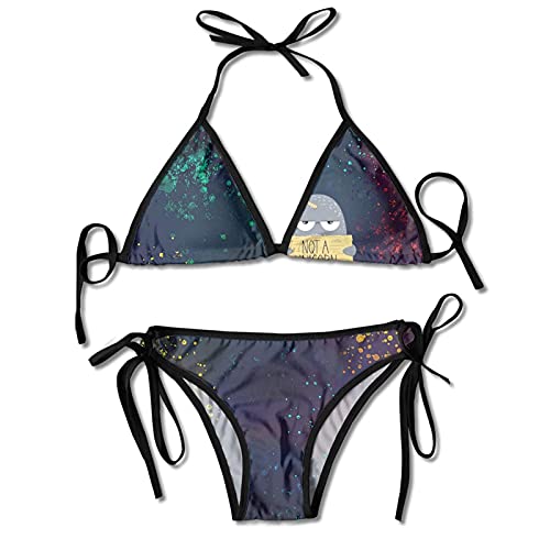 smartgood Conjuntos de Bikini para Mujer Narwhales I'm Not A Swimwear Halter Push Up Beachwear Traje de baño Triángulo Trajes de baño Negro