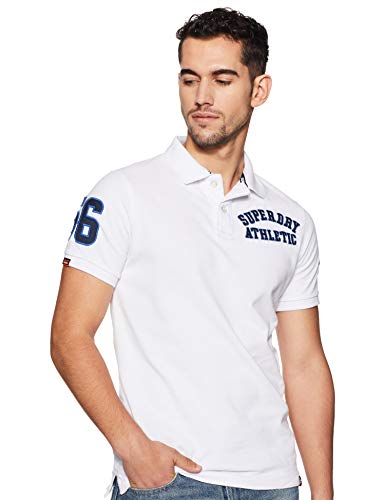Superdry Classic SUPERSTATE Pique Polo, Blanco (Optic 01c), S para Hombre