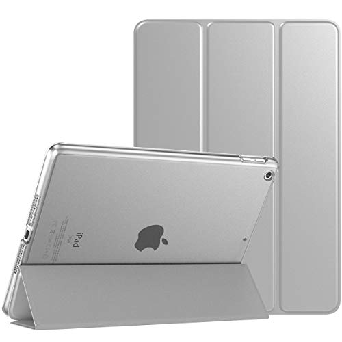 TiMOVO Funda para Nuevo iPad de 8ª Generación 2020, Nuevo iPad 7ª Generación 10.2" 2019, Protectora Plegable para iPad 10.2-Inch Tableta Cubierta Inteligente Trasera Transparente - Plata
