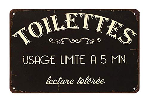 Toilettes Usage Limte A 5 min Metal Tin Sign Cartel de pared Placa de pared Bar Hotel Cafe Restaurant Home Wall Decor,Placa de metal de hierro – Cartel de lata 20 x 30 cm