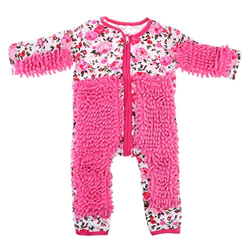 Traje de mameluco de bebé para niños pequeños pule pisos limpieza ropa de traje - rosa rojo, 90 cm rosa rojo 90 cm