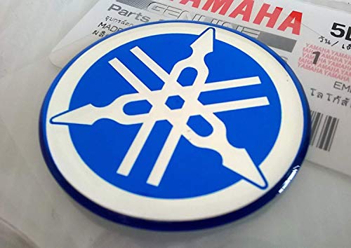 Yamaha 5LN-F313B-09-BU - Genuine 40MM Diameter Yamaha Tuning Fork Decal Sticker Emblem Logo Blue Raised Domed Gel Resin Self Adhesive Motorcycle / Jet Ski / ATV / Snowmobile