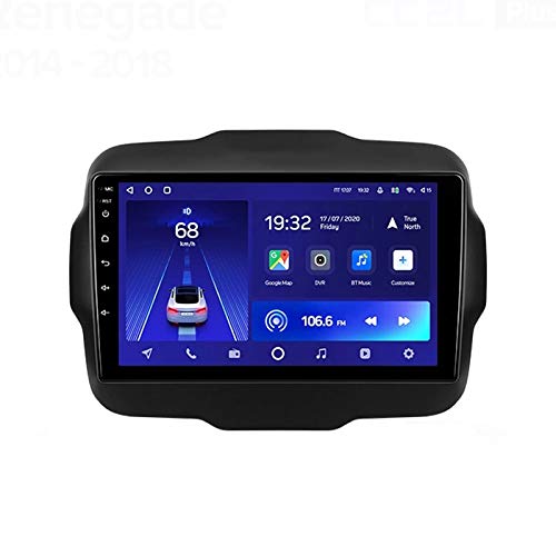 2 DIN Car Stereo 2.5D HD Pantalla Táctil Soporte Llamadas Manos Libres/BT/Navegación GPS/Cámara De Visión Trasera/1080P Video, para Jeep Renegade 2014-2018 Radio De Coche,Quad Core,4G WiFi 1+32