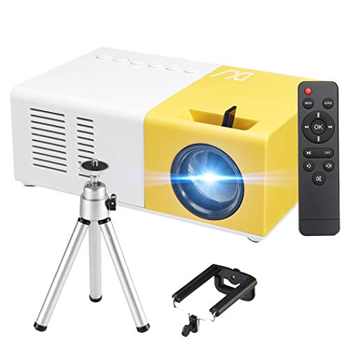 【2020 Nueva Versión】 Mini Proyector, 1080P Full HD Soporta, 100'' Proyección 3000 Lúmenes LED Portátil Proyectores Cine en Casa Audio Hi-Fi Compatible con HDMI, AV, TF, USB, Smartphone Laptop