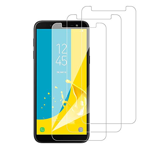 [3 Pack] Amonke Protector Pantalla para Samsung Galaxy J6 2018 Cristal Templado, Plana pero Incompleta Cobertura, 9H Dureza Sin Burbujas, Anti-Arañazos, Screen Protector para Samsung Galaxy J6 2018