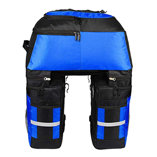 70L 3 en 1 bolsa del maletero para el asiento posterior de la bicicleta, bolsa de transporte - franja de advertencia multifuncional extraíble para la reflexión de la noche - Adecuado para,Azul