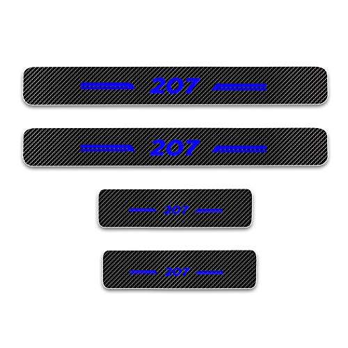 8X-SPEED para 207 4D M Fibra de Carbono Pegatinas Sillín Pedal Proteger Umbral Cubierta Car Styling Sticker 4 Piezas Azul