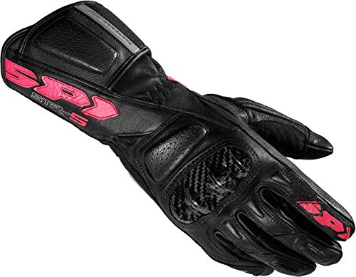 A189-545 M - Spidi STR-5 CE Ladies Leather Motorcycle Gloves M Black Fuchsia
