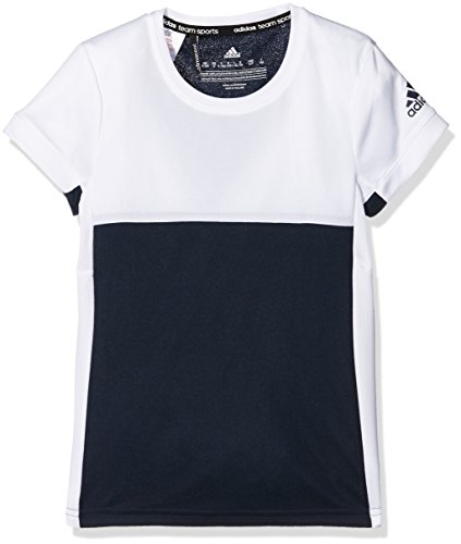 adidas Camiseta T16 Climacool tee, otoño/Invierno, niña, Color Azul Marino y Blanco, tamaño 140
