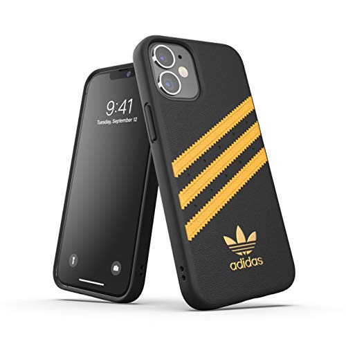 adidas Funda diseñada para iPhone 12 Mini 5.4, Carcasa a Prueba de caídas, Bordes elevados, Carcasa Original Moldeada, Color Negro y Dorado