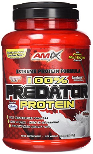 Amix - Proteína Predator Protein, Favorece el Crecimiento Muscular, Rica en BCCAs y Glutamina, Fácil Digestión, Baja en Grasas, Proteína en Polvo, 1 Kg, Sabor Cookies y Crema