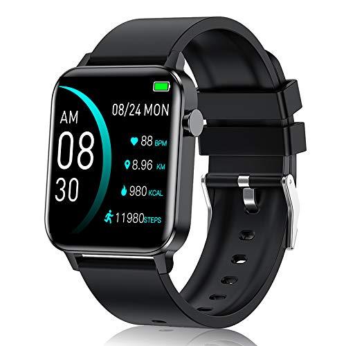 andfive 1.4 Inch Smartwatch, Reloj Inteligente con Fitness Tracker, Pulsómetro, Monitor de Sueño, Podómetro,Cronómetros, Pulsera Actividad Impermeable IP68 Hombre para Android e iOS, Negro