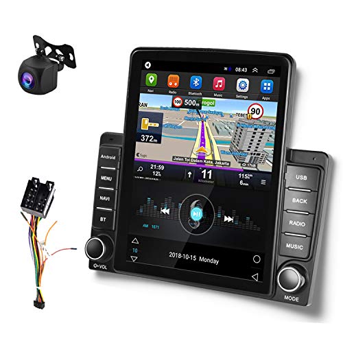 Android Radio de Coche GPS 2 DIN CAMECHO 9.5 Pulgadas Pantalla Táctil Vertical RDS FM Radio Bluetooth WiFi 3 USB Duplicar Pantalla Estéreo de Coche+Cable Adaptador ISO+Cámara Trasera AHD