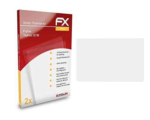 atFoliX Película Protectora Compatible con Fujitsu Stylistic Q736 Lámina Protectora de Pantalla, antirreflejos y amortiguadores FX Protector Película (2X)