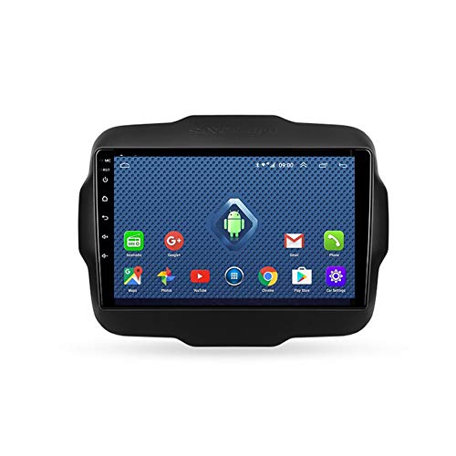 Autoradio Coche Bluetooth 2 Din Android Radio De Coche 9'' Pantalla Táctil Wifi Plug And Play Completo RCA Soporte Carautoplay/GPS/DAB+/OBDII Para Jeep Renegade 2014-2018,Quad core,Wifi 2G+32G