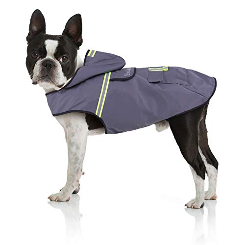 Bella & Balu Chubasquero de Perro - Impermeable para Mascotas con Capucha y reflectores para Proteger a su Perro en Paseos Largos del frío, la Lluvia o la Nieve en épocas frías.(S | Gris)