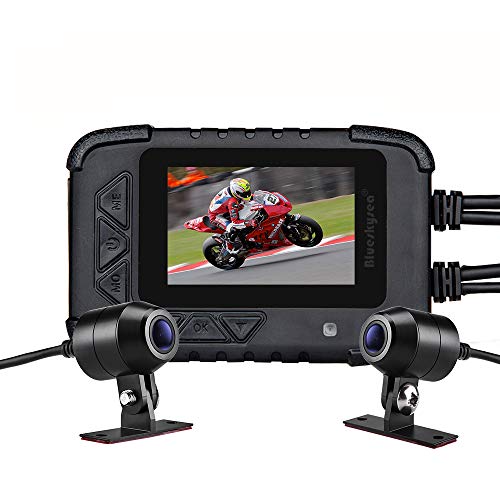Blueskysea - Cámara para motos Dash Cam con GPS - HD1080p - Permite grabar mientras está conduciendo - Doble lente - Pantalla LCD de 6 cm - Grado de protección IP67 - Modelo n. DV688