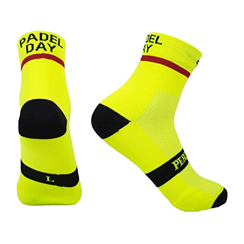 Calcetines Padel Antiampollas Compresivos Transpirables Antibacterianos Compresión. Refuerzo Doble en Zona Metatarsianos. Diseñados en Murcia. Fabricados en España. (Amarillo, 43-45)