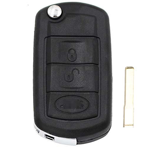 Carcasa de repuesto plegable de 3 botones para llave de coche con tirón remoto para Land Rover Range Rover Sport LR3 Discovery ( (con hoja HU101) Carcasa de repuesto plegable de 3 botones para llave de coche con tirón remoto para Land Rover Range Rover Sport LR3 Discovery ( (con hoja HU101)