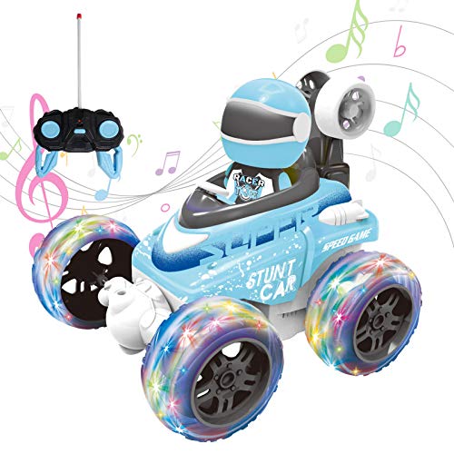 Coche Teledirigido|Coche de Control Remoto Todo Terreno | Coche de Acrobacias RC de 2,4 GHz con Música y Luces Coche de Control de Radio | Coche RC Velocidad Recargable Niños Mayores de 3 Años