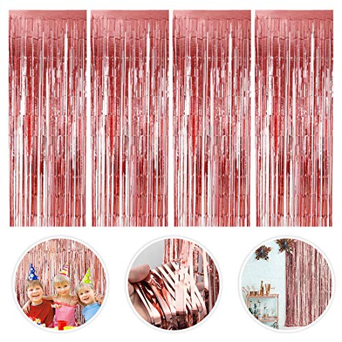Cortina de Oropel, 4 Pack Oro Rosa Metálica Foil Fringe Cortinas, Cortinas Flecos Fiesta Boda Cumpleaños Navidad Foto de la Cabina Decoración de la Cortina de la Puerta (1m x 2m) Cortina de Oropel, 4 Pack Oro Rosa Metálica Foil Fringe Cortinas, Cortinas Flecos Fiesta Boda Cumpleaños Navidad Foto de la Cabina Decoración de la Cortina de la Puerta (1m x 2m)