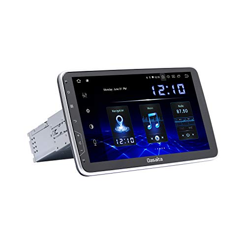 Dasaita 10.2" Android 9.0 1 DIN Rotativa Radio Coche Pantalla Tactil Integrado Carplay Autoradio Bluetooth DSP 4G RAM 64G ROM Soporte WiFi Dab+ GPS Mandos de Volante Android Auto USB 15-EQ