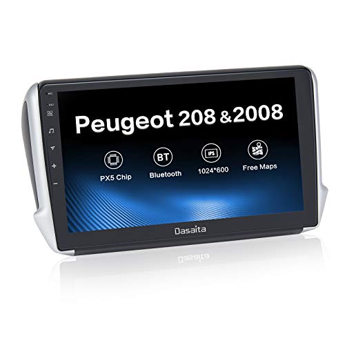 Dasaita Car Radio Bluetooth Car Radio para Peugeot 2008208 2012 2013 2014 2015 2016 2017 2018 Android 10.0 Single DIN 4 + 64g Dab WiFi GPS Stereo RDS Accesorios